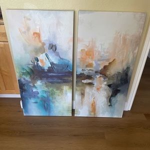 2 Piece / Two Piece Abstract Painting Art Colorful World Market Wall Canvas